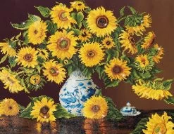Sunflowers In A China Vase Diamond Dotz: 71x56 Cm