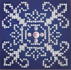 White On Blue Diamond Dotz: 10x10 Cm