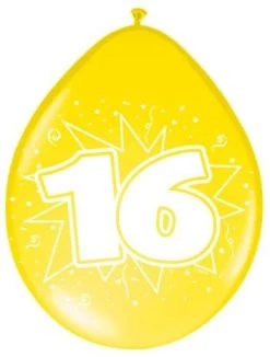 Ballonnen Ster 30 Cm: 16 Jaar - 8 Stuks