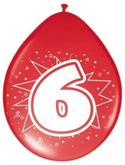 Ballonnen Ster 30 Cm: 6 Jaar - 8 Stuks